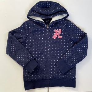 Tommy Hilfiger Girls Polka Dot Sherpa Lined Full Zip Hoodie Sweatshirt 12-14
